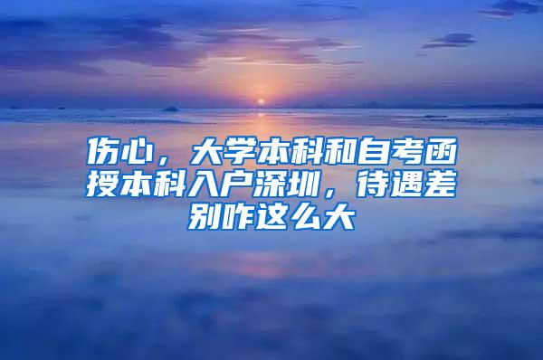 伤心，大学本科和自考函授本科入户深圳，待遇差别咋这么大