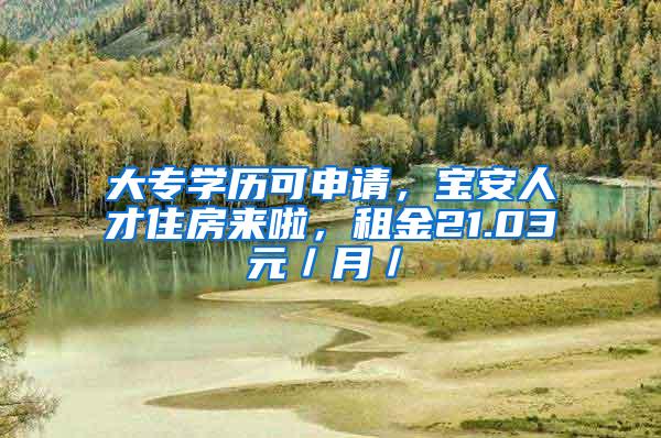 大专学历可申请，宝安人才住房来啦，租金21.03元／月／㎡