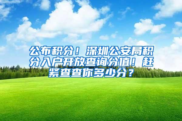 公布积分！深圳公安局积分入户开放查询分值！赶紧查查你多少分？