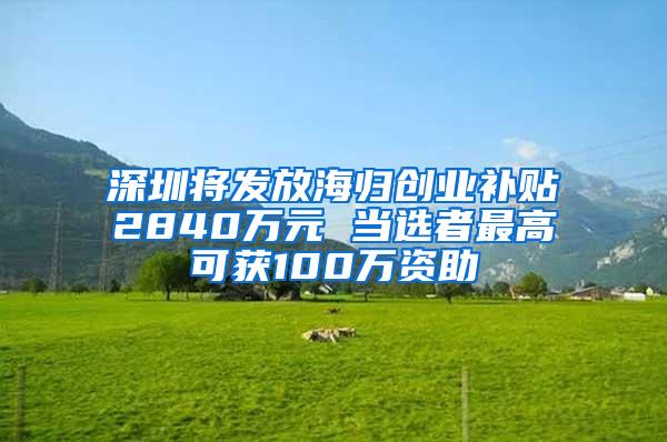 深圳将发放海归创业补贴2840万元 当选者最高可获100万资助