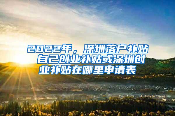 2022年，深圳落户补贴 自己创业补贴或深圳创业补贴在哪里申请表