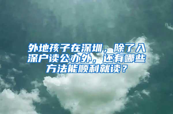 外地孩子在深圳，除了入深户读公办外，还有哪些方法能顺利就读？