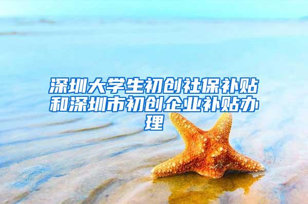 深圳大学生初创社保补贴和深圳市初创企业补贴办理