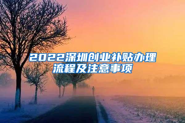 2022深圳创业补贴办理流程及注意事项
