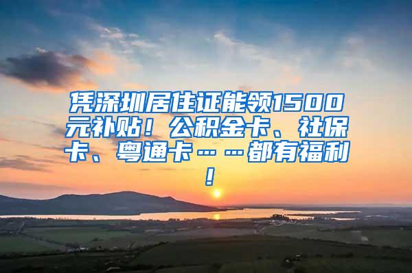 凭深圳居住证能领1500元补贴！公积金卡、社保卡、粤通卡……都有福利！