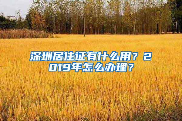 深圳居住证有什么用？2019年怎么办理？