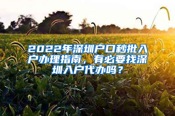 2022年深圳户口秒批入户办理指南，有必要找深圳入户代办吗？