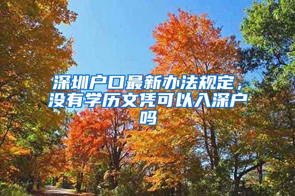 深圳户口最新办法规定，没有学历文凭可以入深户吗