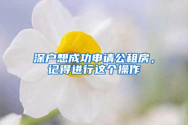 深户想成功申请公租房，记得进行这个操作