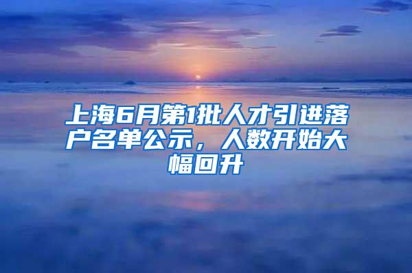 上海6月第1批人才引进落户名单公示，人数开始大幅回升