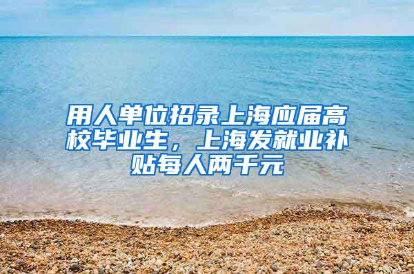 用人单位招录上海应届高校毕业生，上海发就业补贴每人两千元