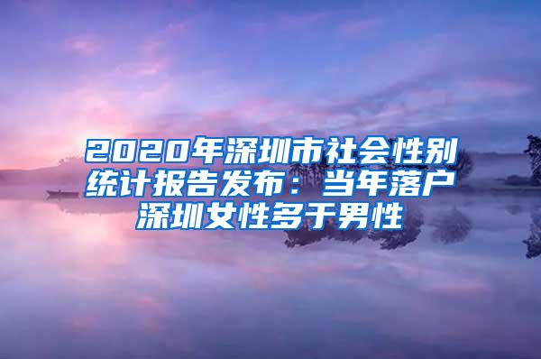 2020年深圳市社会性别统计报告发布：当年落户深圳女性多于男性