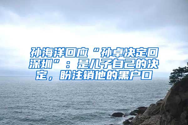 孙海洋回应“孙卓决定回深圳”：是儿子自己的决定，盼注销他的黑户口
