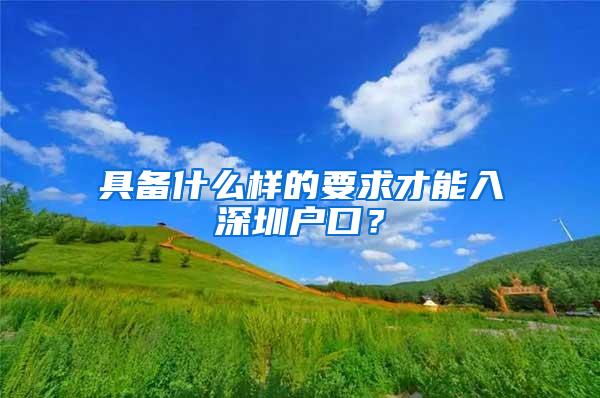 具备什么样的要求才能入深圳户口？