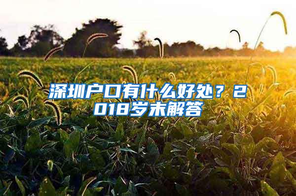 深圳户口有什么好处？2018岁末解答