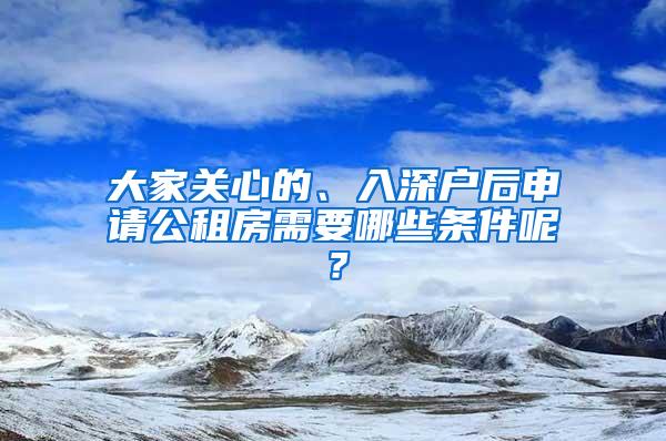 大家关心的、入深户后申请公租房需要哪些条件呢？