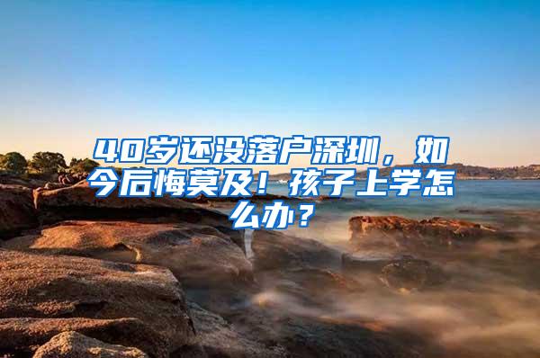 40岁还没落户深圳，如今后悔莫及！孩子上学怎么办？