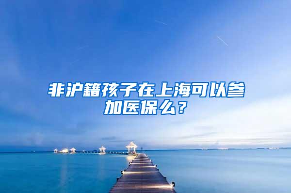 非沪籍孩子在上海可以参加医保么？