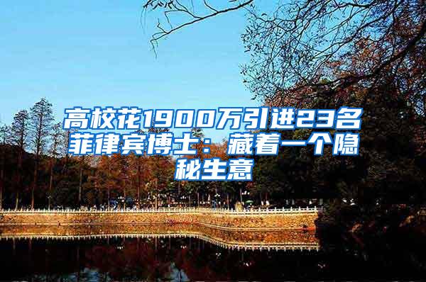 高校花1900万引进23名菲律宾博士：藏着一个隐秘生意