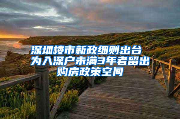 深圳楼市新政细则出台 为入深户未满3年者留出购房政策空间