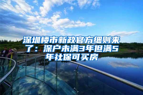 深圳楼市新政官方细则来了：深户未满3年但满5年社保可买房