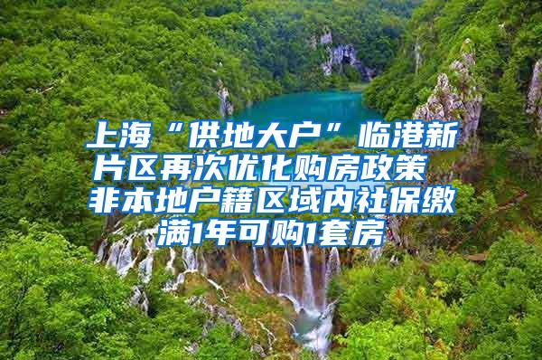 上海“供地大户”临港新片区再次优化购房政策 非本地户籍区域内社保缴满1年可购1套房