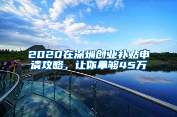 2020在深圳创业补贴申请攻略，让你拿够45万