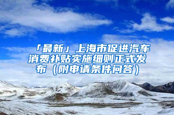 「最新」上海市促进汽车消费补贴实施细则正式发布（附申请条件问答）