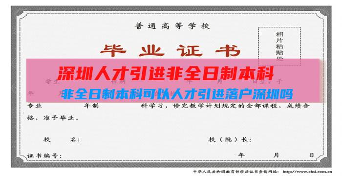 深圳人才引进非全日制本科（非全日制本科可以人才引进落户深圳吗）插图