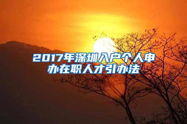 2017年深圳入户个人申办在职人才引办法