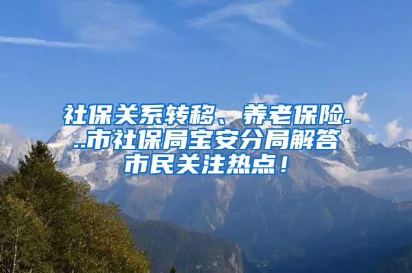 社保关系转移、养老保险...市社保局宝安分局解答市民关注热点！