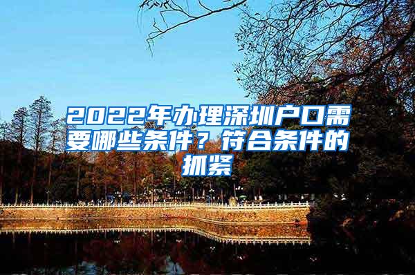 2022年办理深圳户口需要哪些条件？符合条件的抓紧