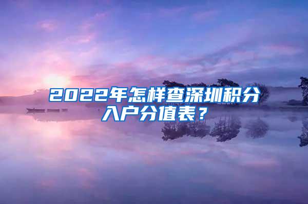 2022年怎样查深圳积分入户分值表？