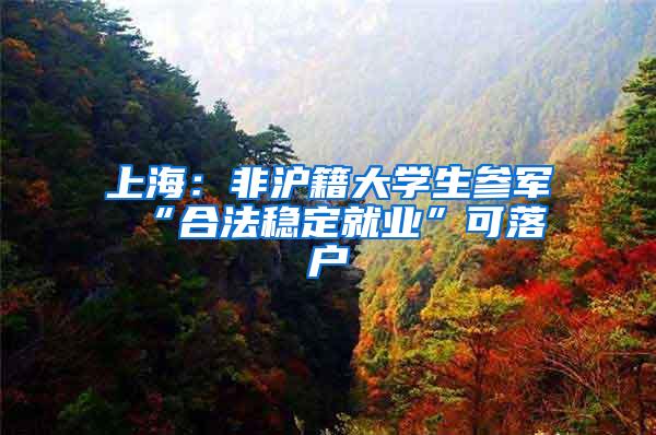 上海：非沪籍大学生参军 “合法稳定就业”可落户
