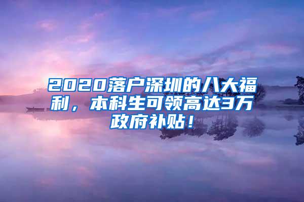 2020落户深圳的八大福利，本科生可领高达3万政府补贴！