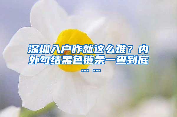 深圳入户咋就这么难？内外勾结黑色链条一查到底……