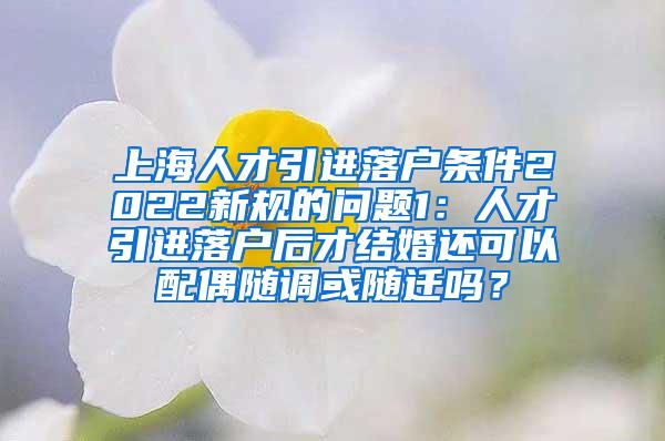 上海人才引进落户条件2022新规的问题1：人才引进落户后才结婚还可以配偶随调或随迁吗？