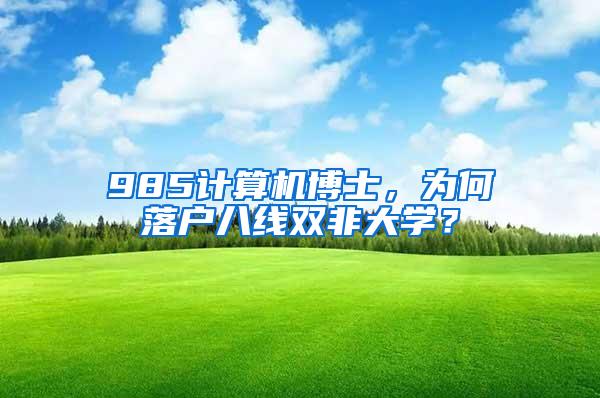 985计算机博士，为何落户八线双非大学？