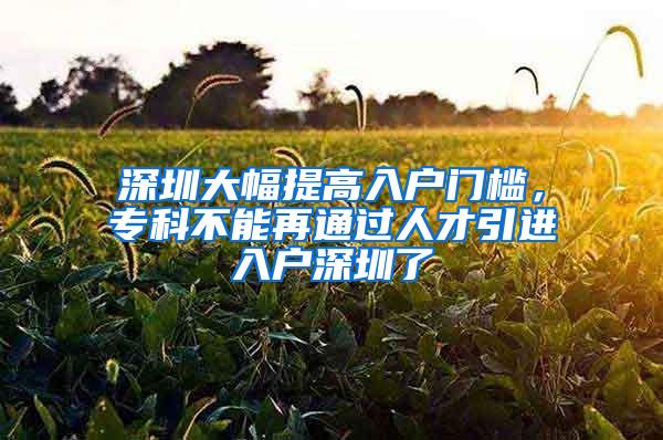 深圳大幅提高入户门槛，专科不能再通过人才引进入户深圳了