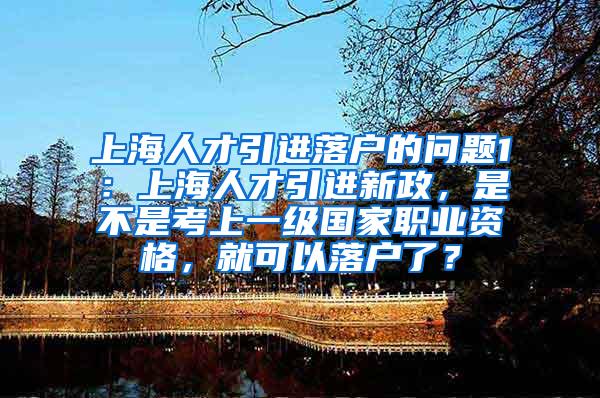 上海人才引进落户的问题1：上海人才引进新政，是不是考上一级国家职业资格，就可以落户了？