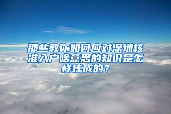 那些教你如何应对深圳核准入户啥意思的知识是怎样炼成的？