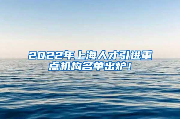 2022年上海人才引进重点机构名单出炉！