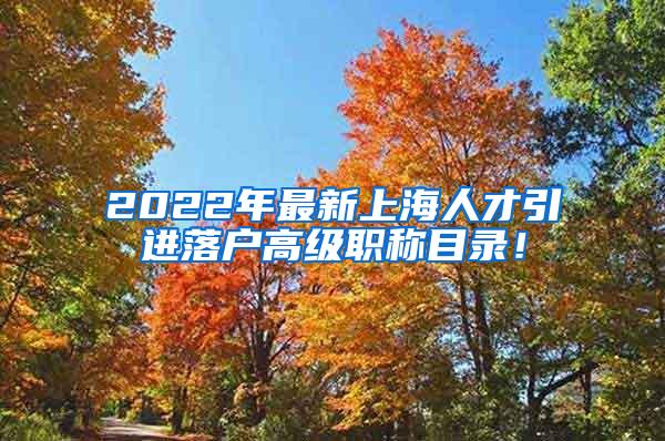 2022年最新上海人才引进落户高级职称目录！