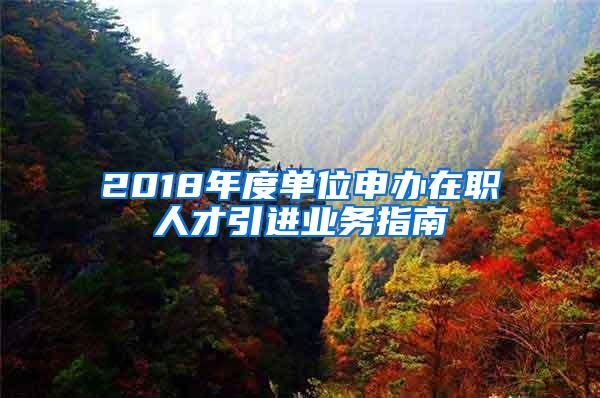 2018年度单位申办在职人才引进业务指南