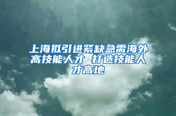 上海拟引进紧缺急需海外高技能人才 打造技能人才高地