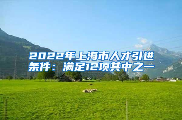 2022年上海市人才引进条件：满足12项其中之一