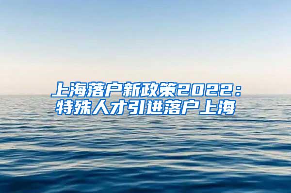 上海落户新政策2022：特殊人才引进落户上海