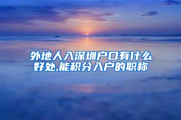 外地人入深圳户口有什么好处,能积分入户的职称