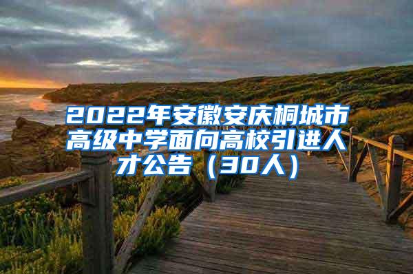 2022年安徽安庆桐城市高级中学面向高校引进人才公告（30人）