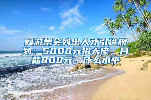 网游帮会列出人才引进规划：5000元招大佬，月薪800元，什么水平